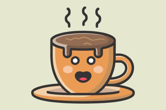 Cute Coffee Flat Color Vector Sketch Art: A Designer's Cup of Joe