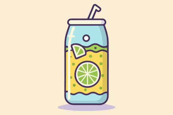 Cute Lemon Lime Soda Flat Color Vector: A Refreshing Design Asset