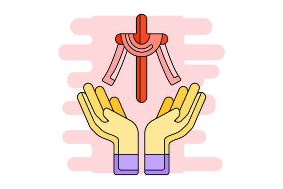 Easter Icon Cross Color Outline: A Modern Design Asset