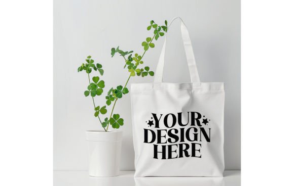 Elevate Your St. Patrick's Day Designs with a White Empty Tote Bag Mockup