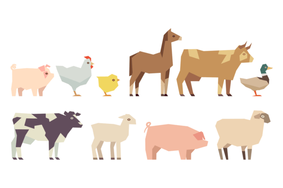 Farm Animal Set in Flat Color Polygonal: A Designer's Honest Take