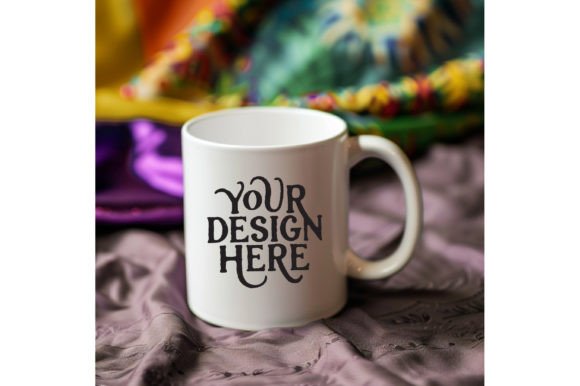 Mardi Gras Empty Mug White Color Mockup for Designers