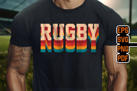 Rugby Vintage Typography Rainbow Color: A Bold Design Asset