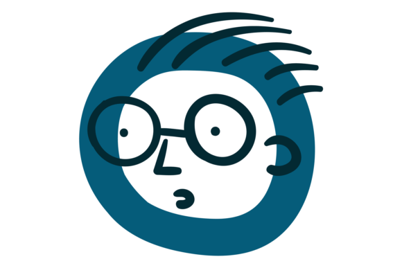 Scared Face in Round Glasses: Color Doodle Character for Bold Design