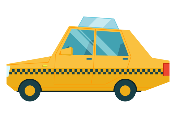 Taxi Color Icon: A Cartoon Car Passenger S Font