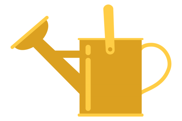 Watering Can Color Icon: Garden Metal Design Assets